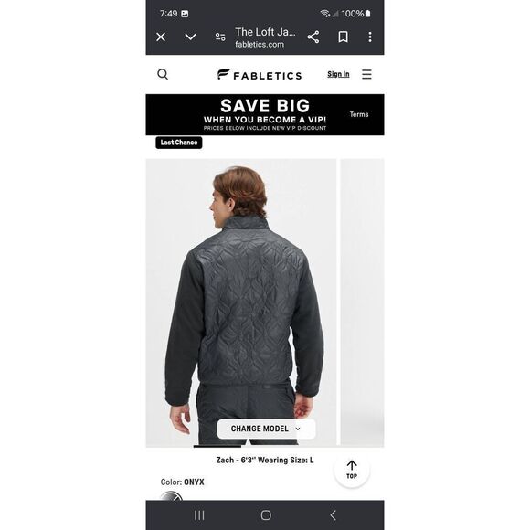 New Small Fabletics Onyx Grey The Loft Jacket Water Resistant Heat Retention NWT - Picture 2 of 9